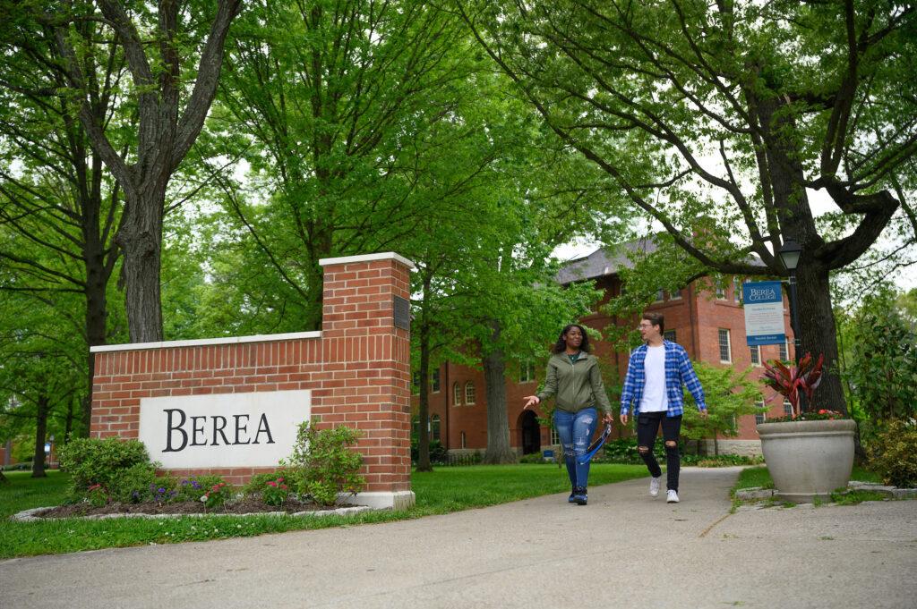 Students walk across the campus of Berea College, a liberal arts college in Kentucky.